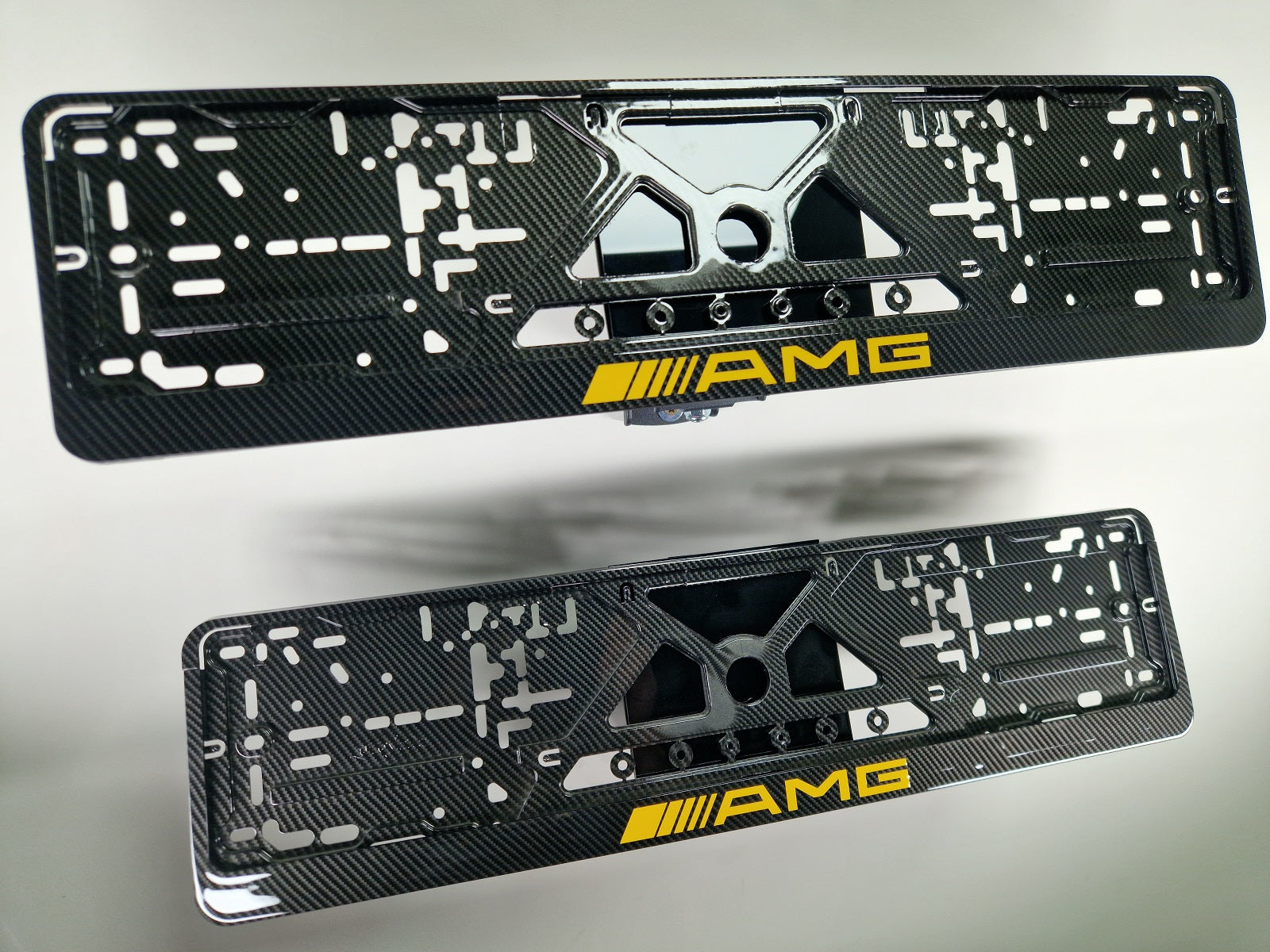 Mercedes AMG car number plate holder frame surround carbon Yellow