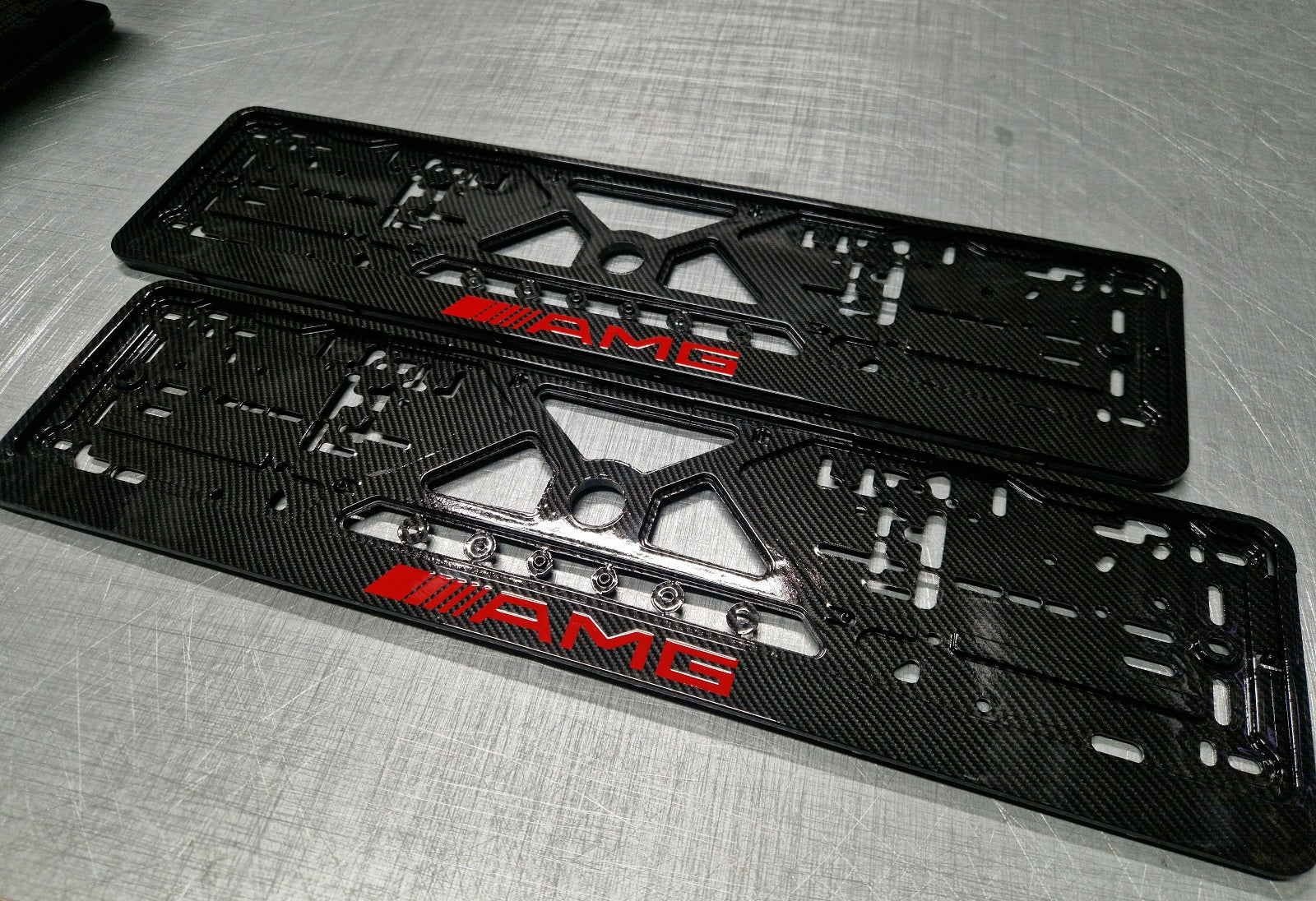 Mercedes AMG car number plate holder frame surround carbon RED