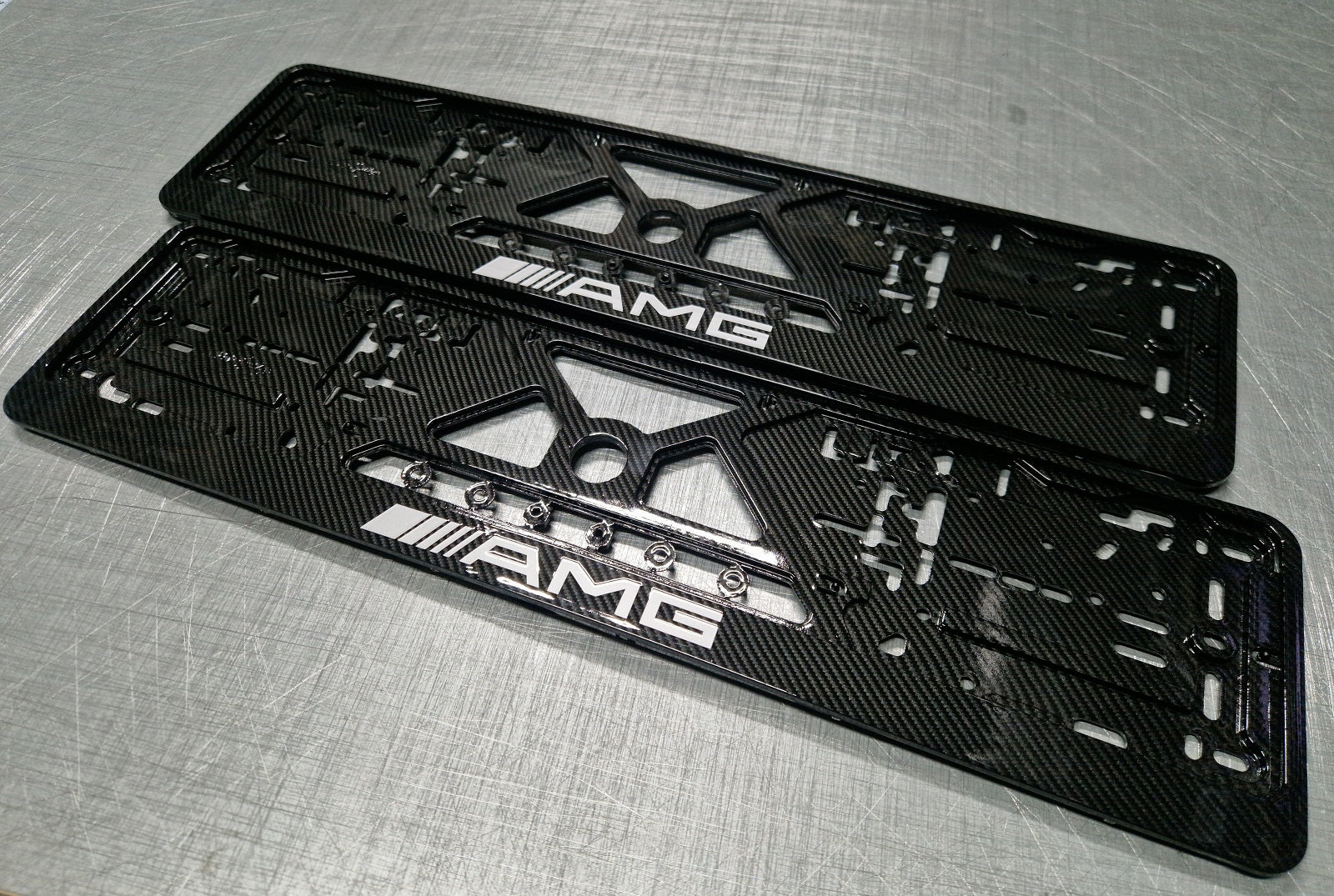 Mercedes AMG car number plate holder frame surround carbon White