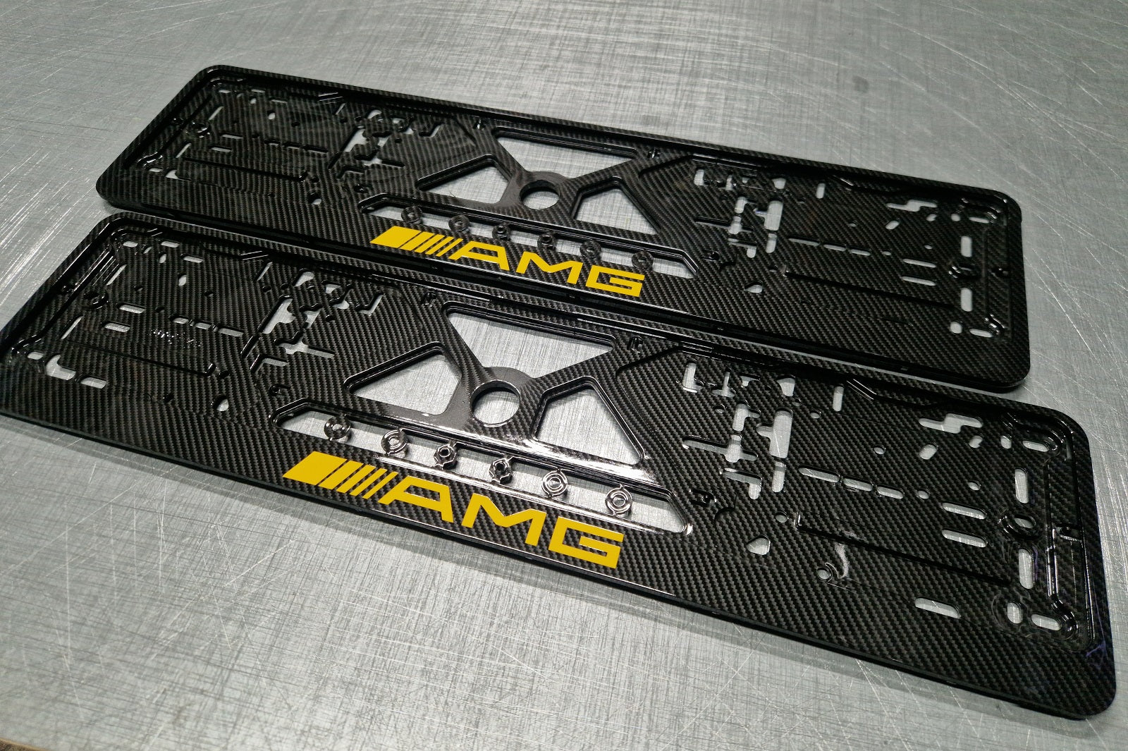Mercedes AMG car number plate holder frame surround carbon Yellow