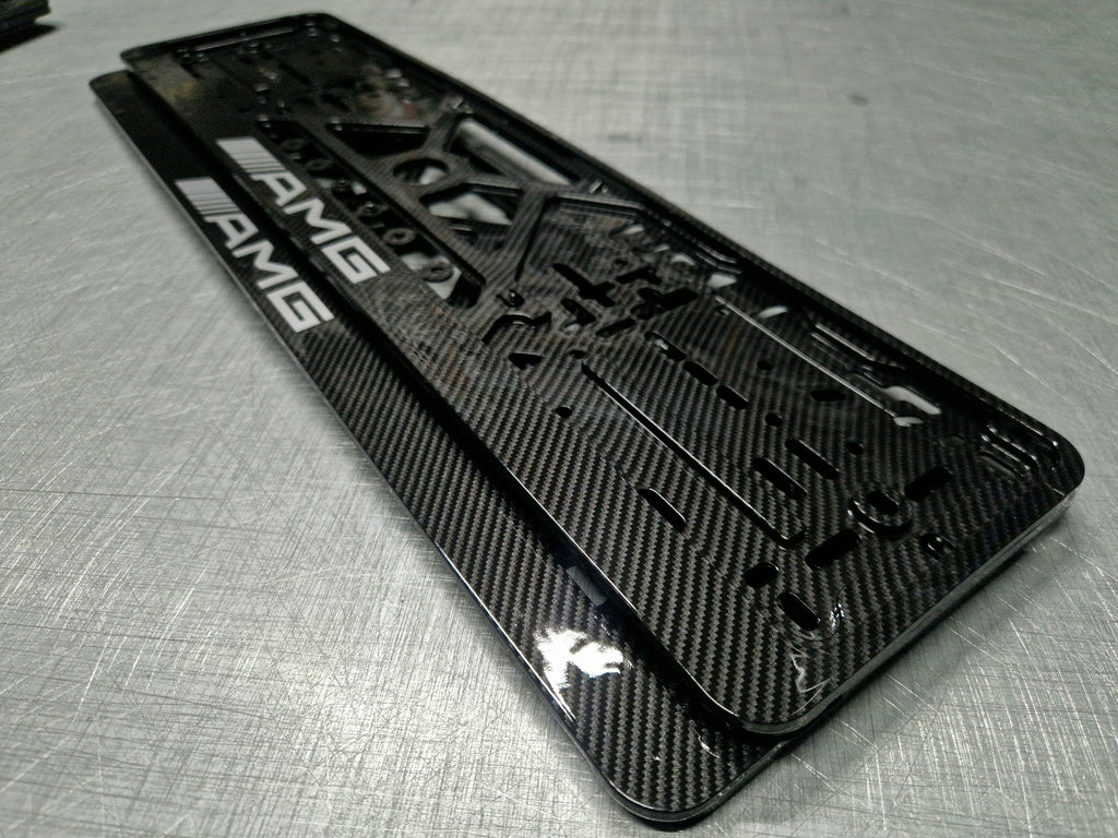 Mercedes AMG car number plate holder frame surround carbon White