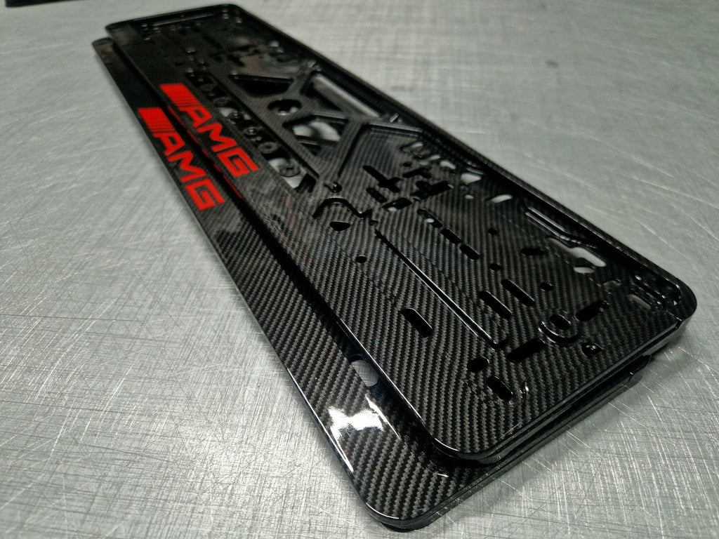 Mercedes AMG car number plate holder frame surround carbon RED
