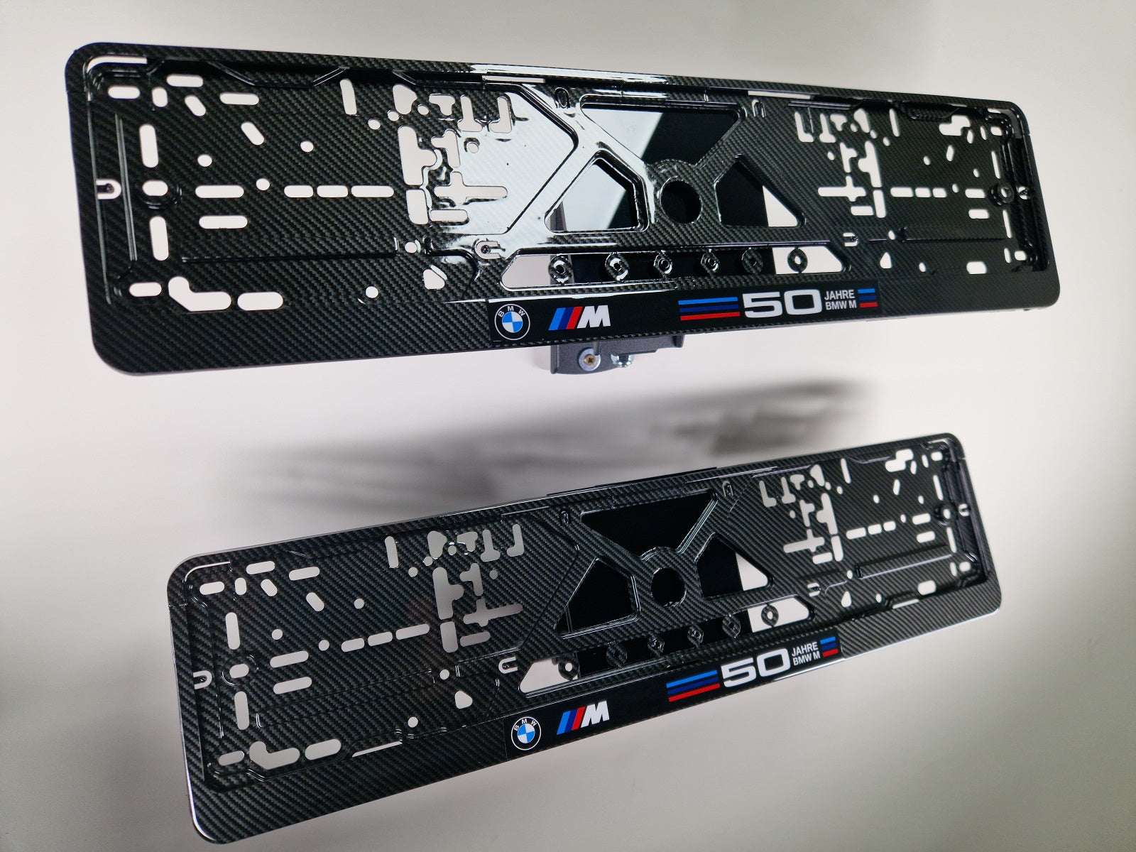 BMW 50 Jahre car number plate holder frame surround carbon