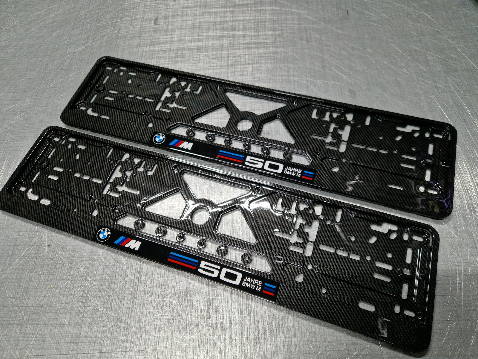 BMW 50 Jahre car number plate holder frame surround carbon