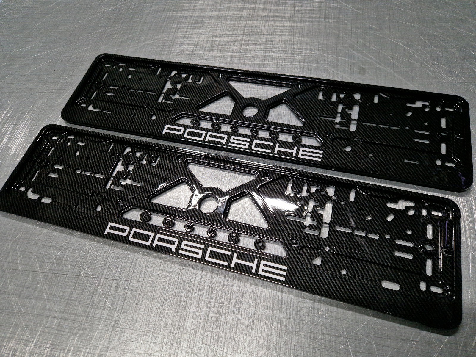 Porsche car number plate holder frame surround carbon