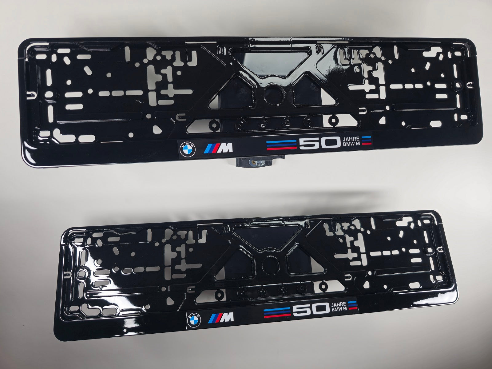 BMW 50 Jahre car number plate holder frame surround Piano Black