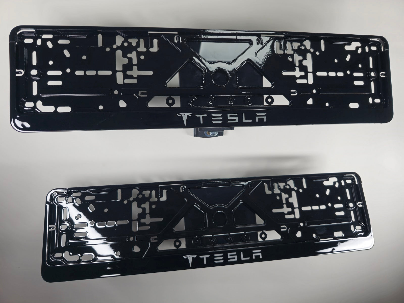 Tesla car number plate holder frame surround carbon White