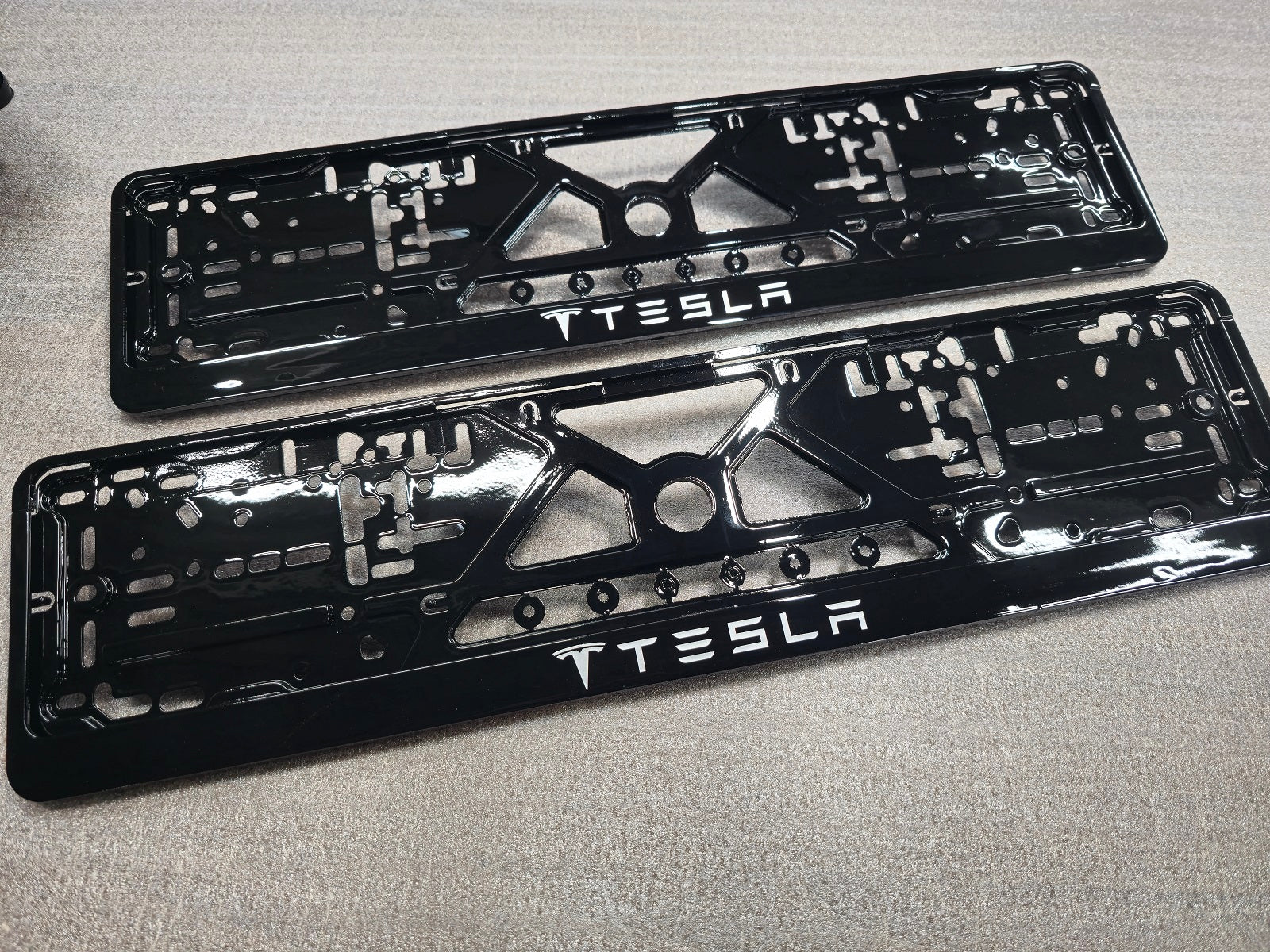 Tesla car number plate holder frame surround carbon White