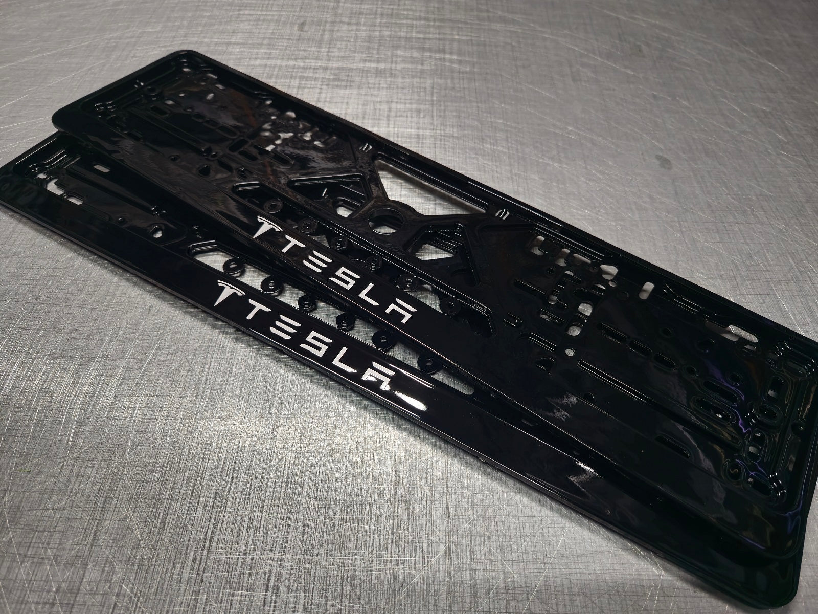 Tesla car number plate holder frame surround carbon White