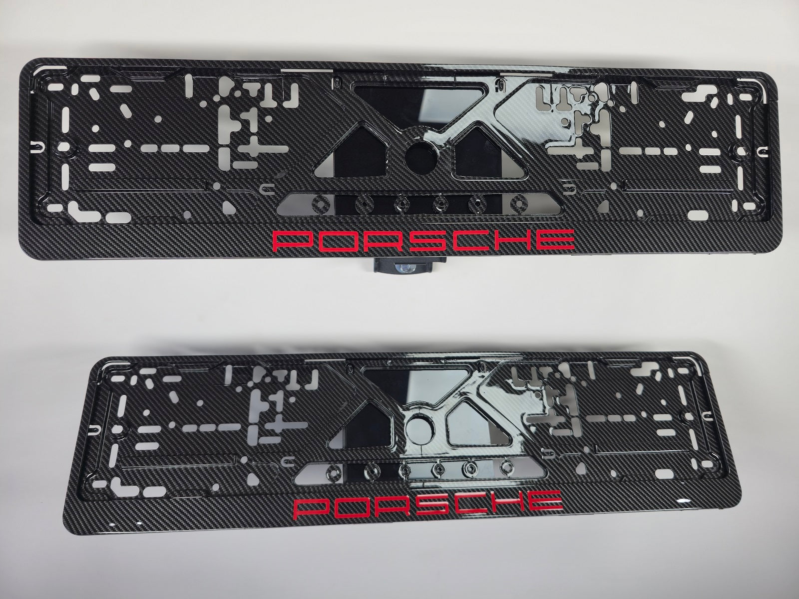 Porsche car number plate holder frame surround carbon RED