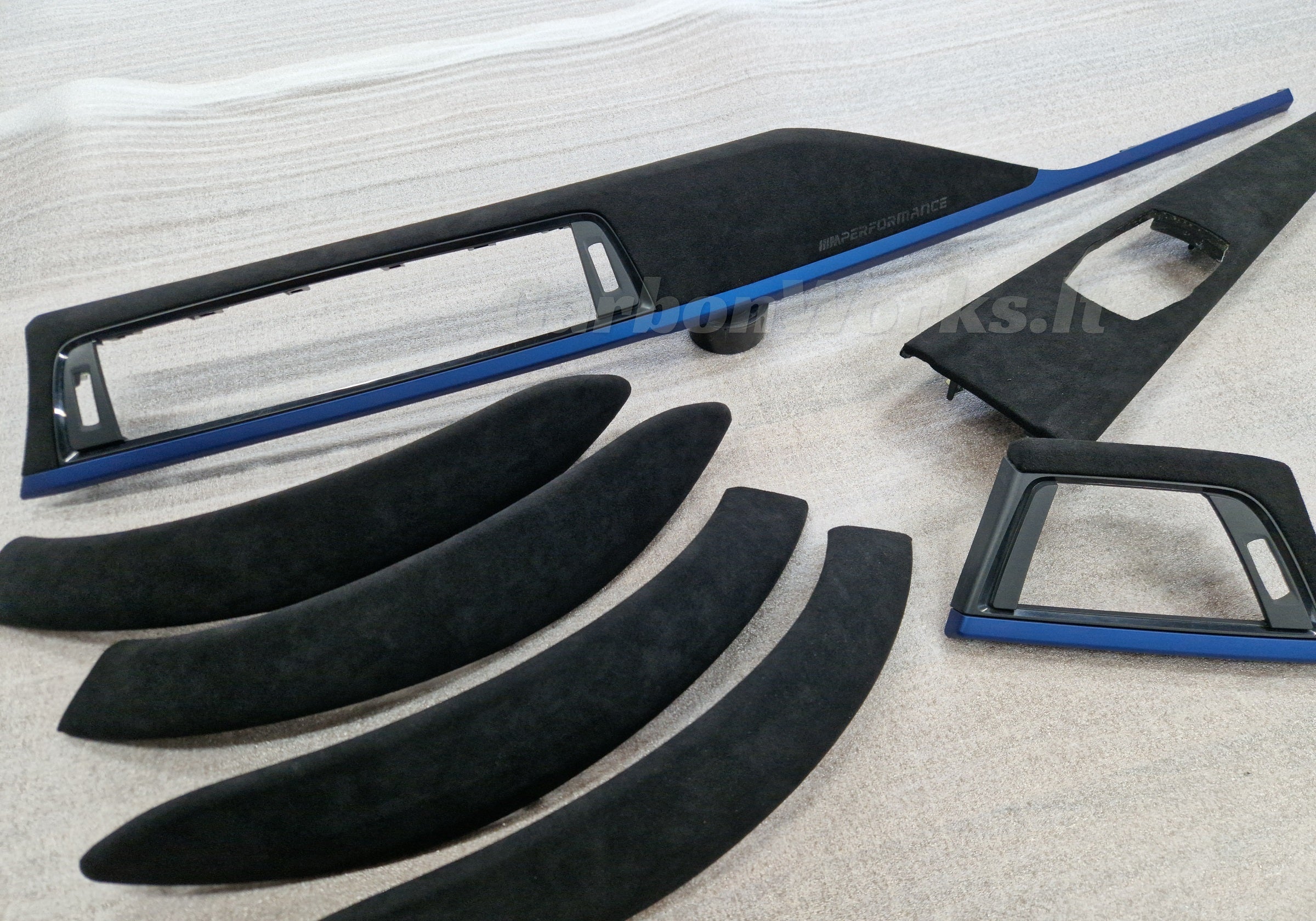 BMW 3 series F30 F31 F80 F36 Alcantara interior decorative blue trims LHD