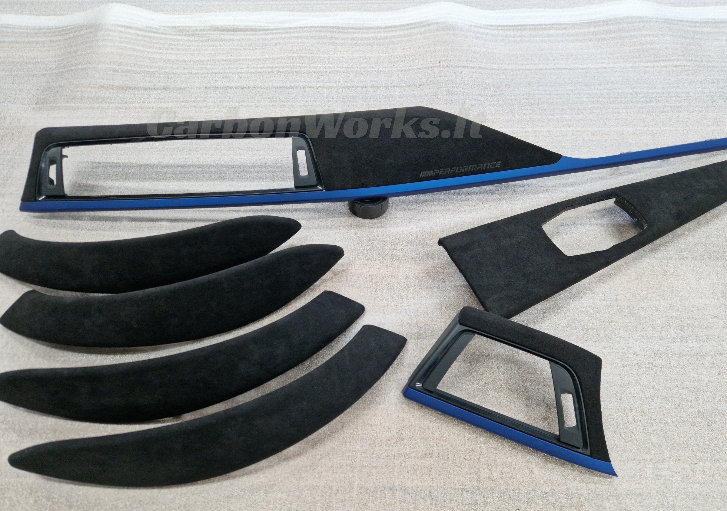 BMW 3 series F30 F31 F80 F36 Alcantara interior decorative blue trims LHD