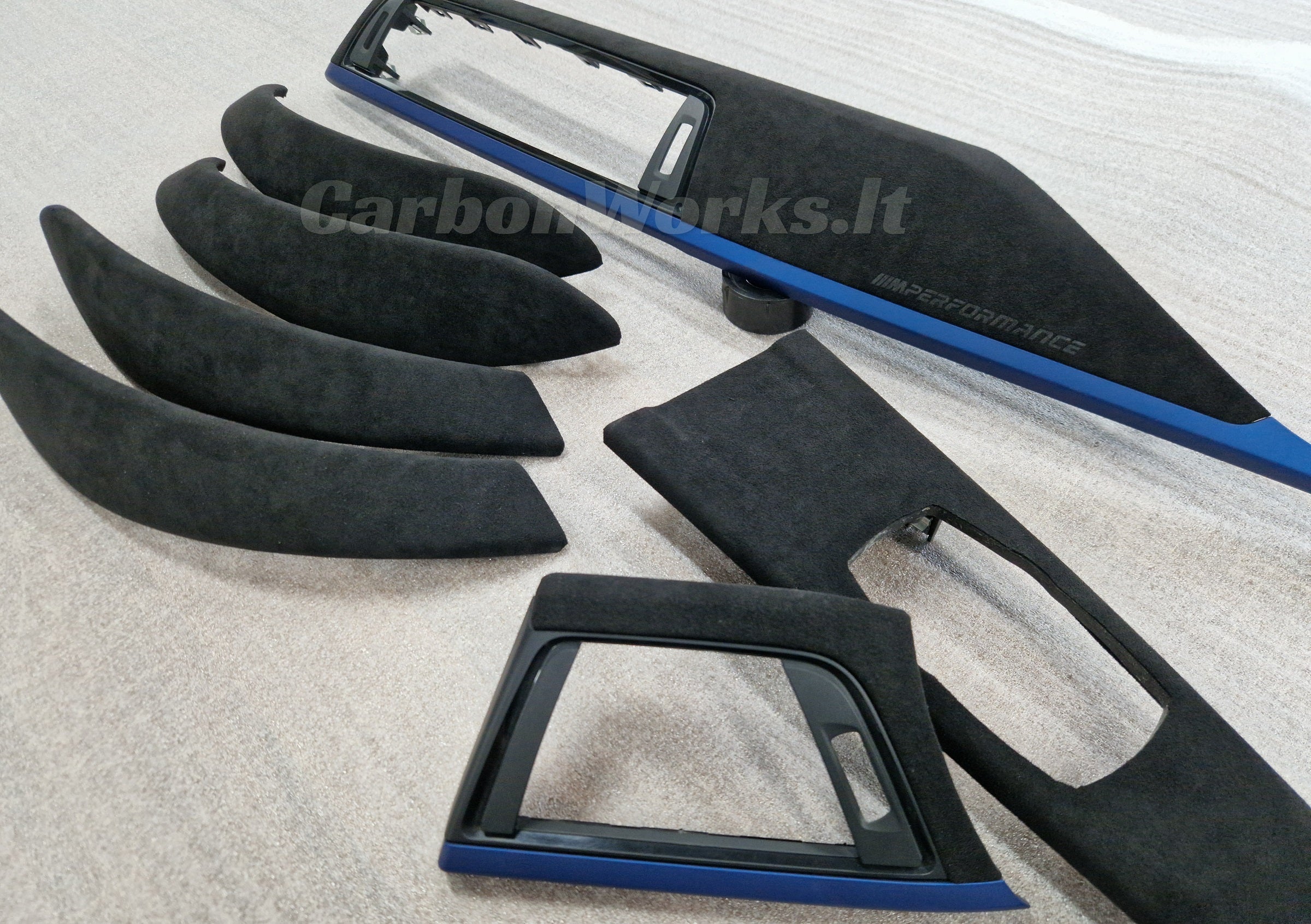 BMW 3 series F30 F31 F80 F36 Alcantara interior decorative blue trims LHD