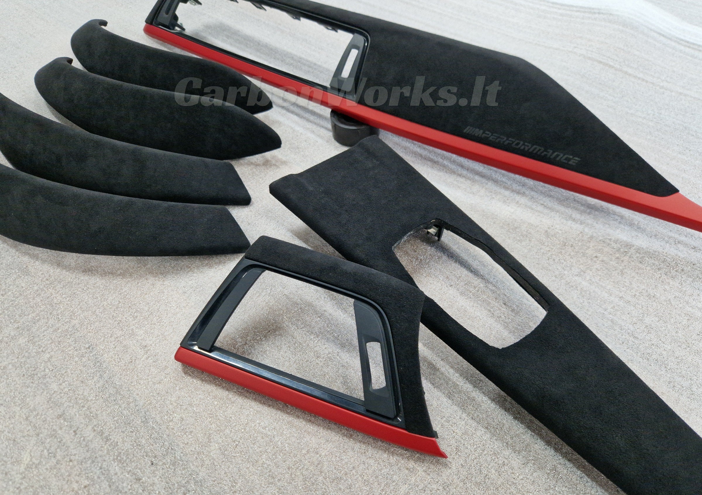 BMW 3 series F30 F31 F80 F36 Alcantara interior decorative red trims LHD