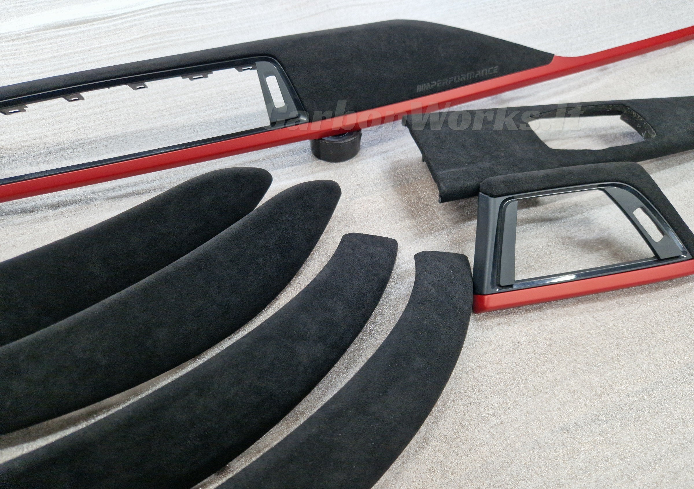 BMW 3 series F30 F31 F80 F36 Alcantara interior decorative red trims LHD